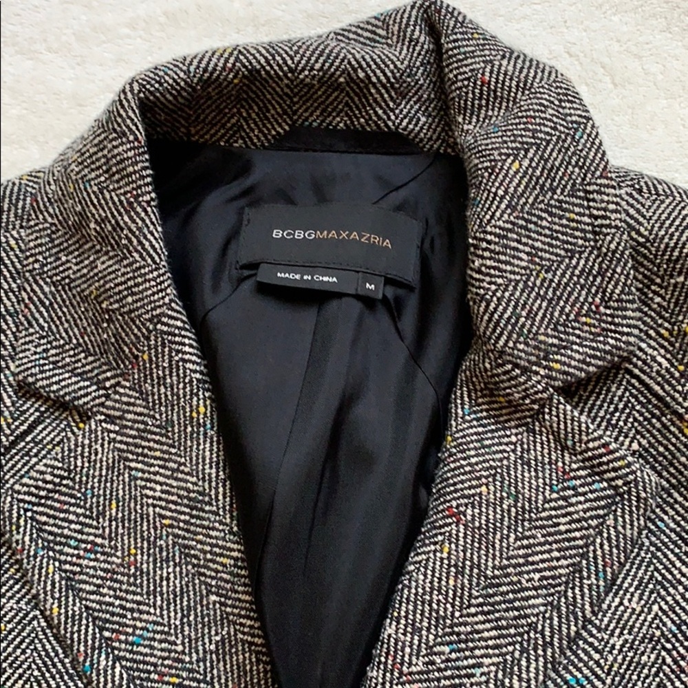 BCBGMAXAZRIA Womens Tweed Jacket Belted Size Medium - Picture 7 of 7